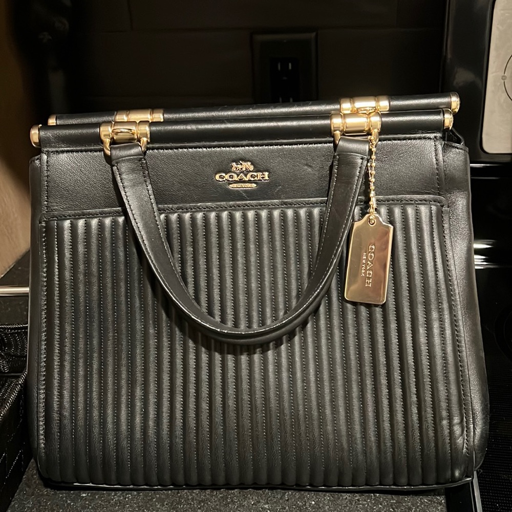 Coach grace black quilted purse